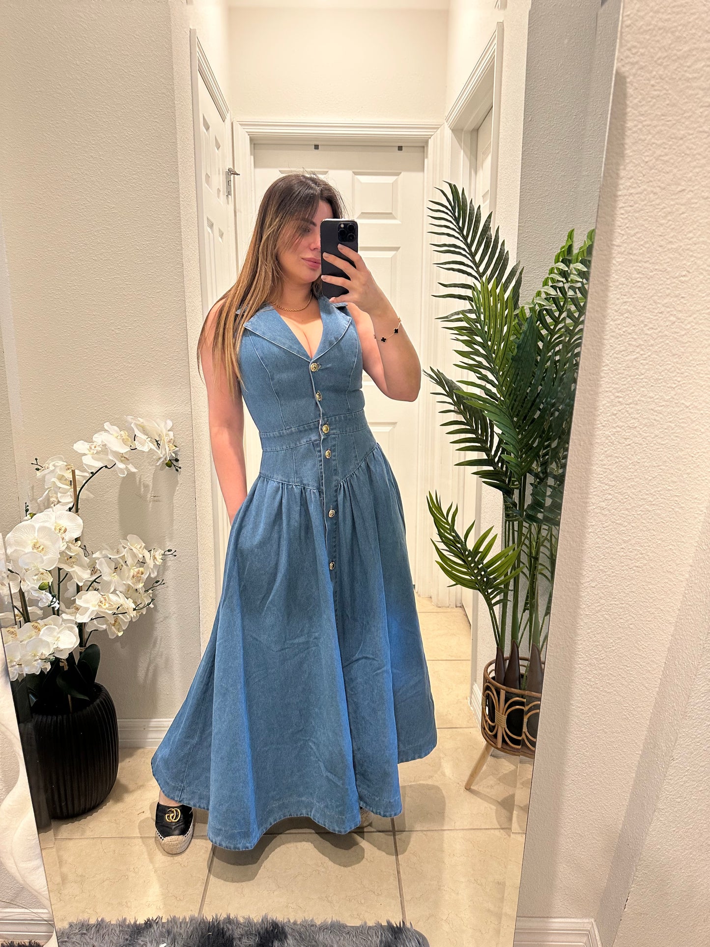 Mila Denim Maxi Dress