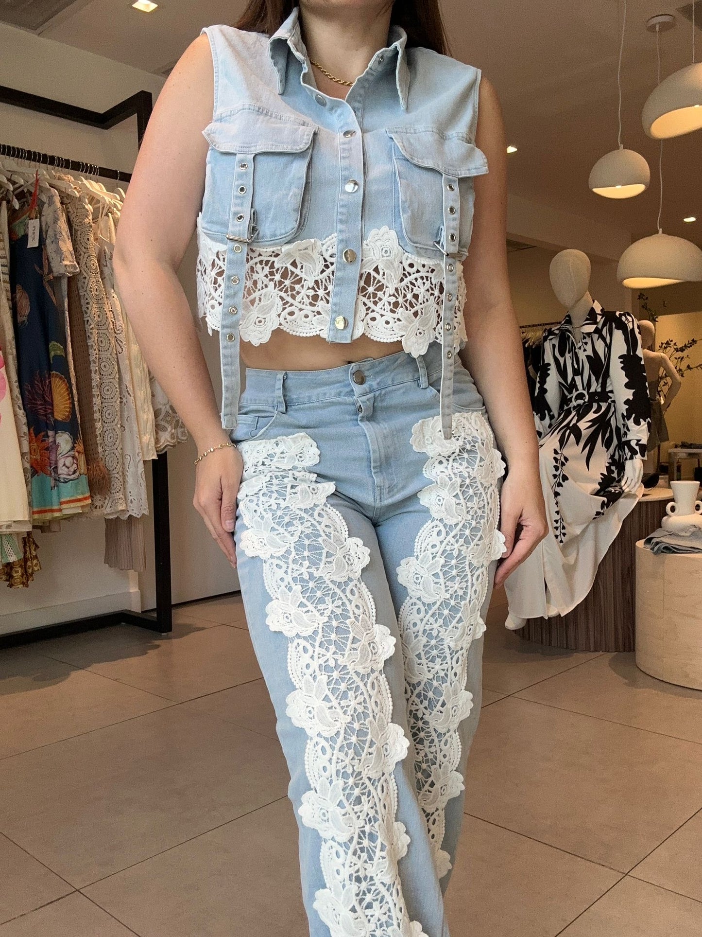 Floral denim set