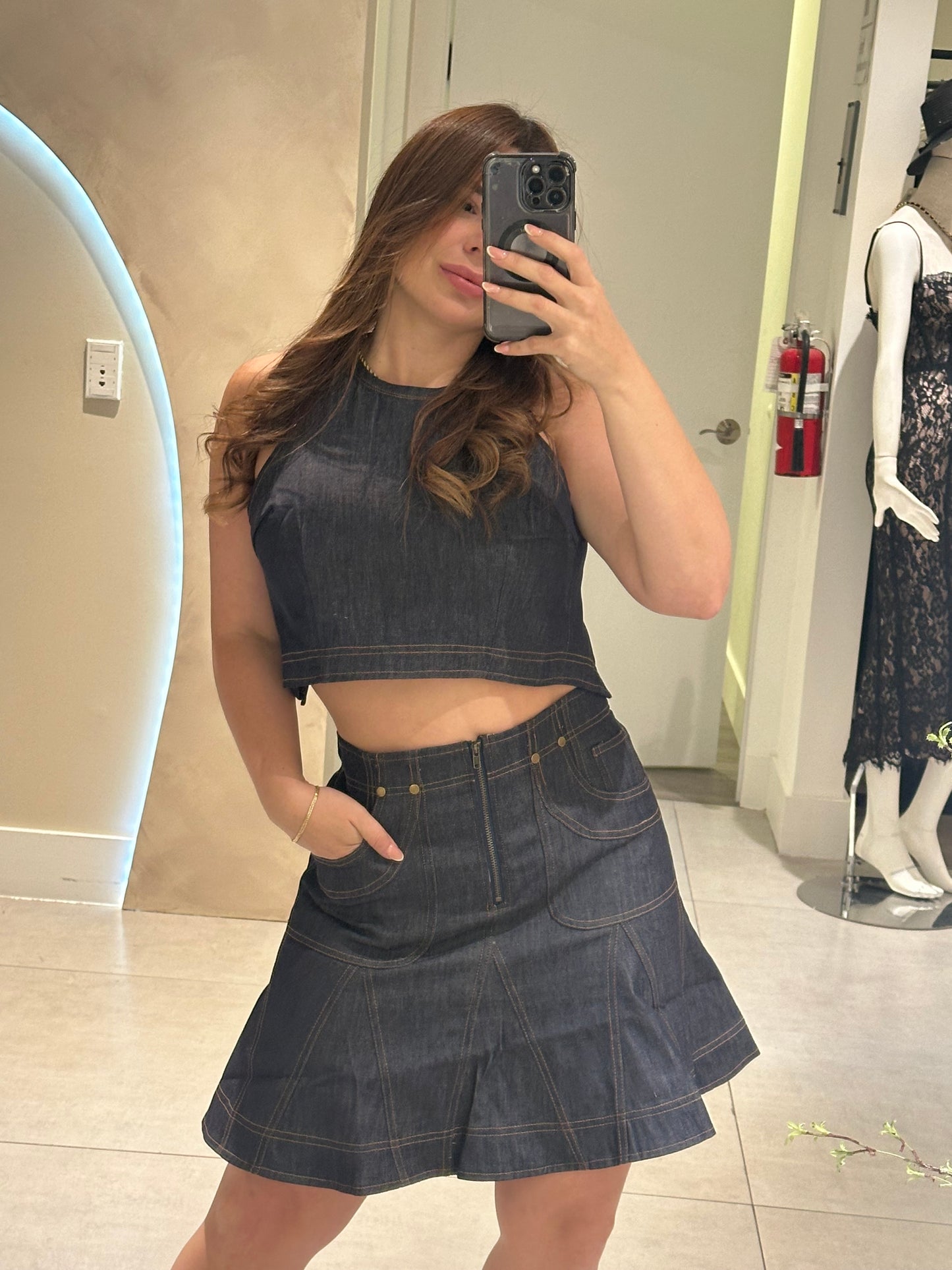 Skirt denim set