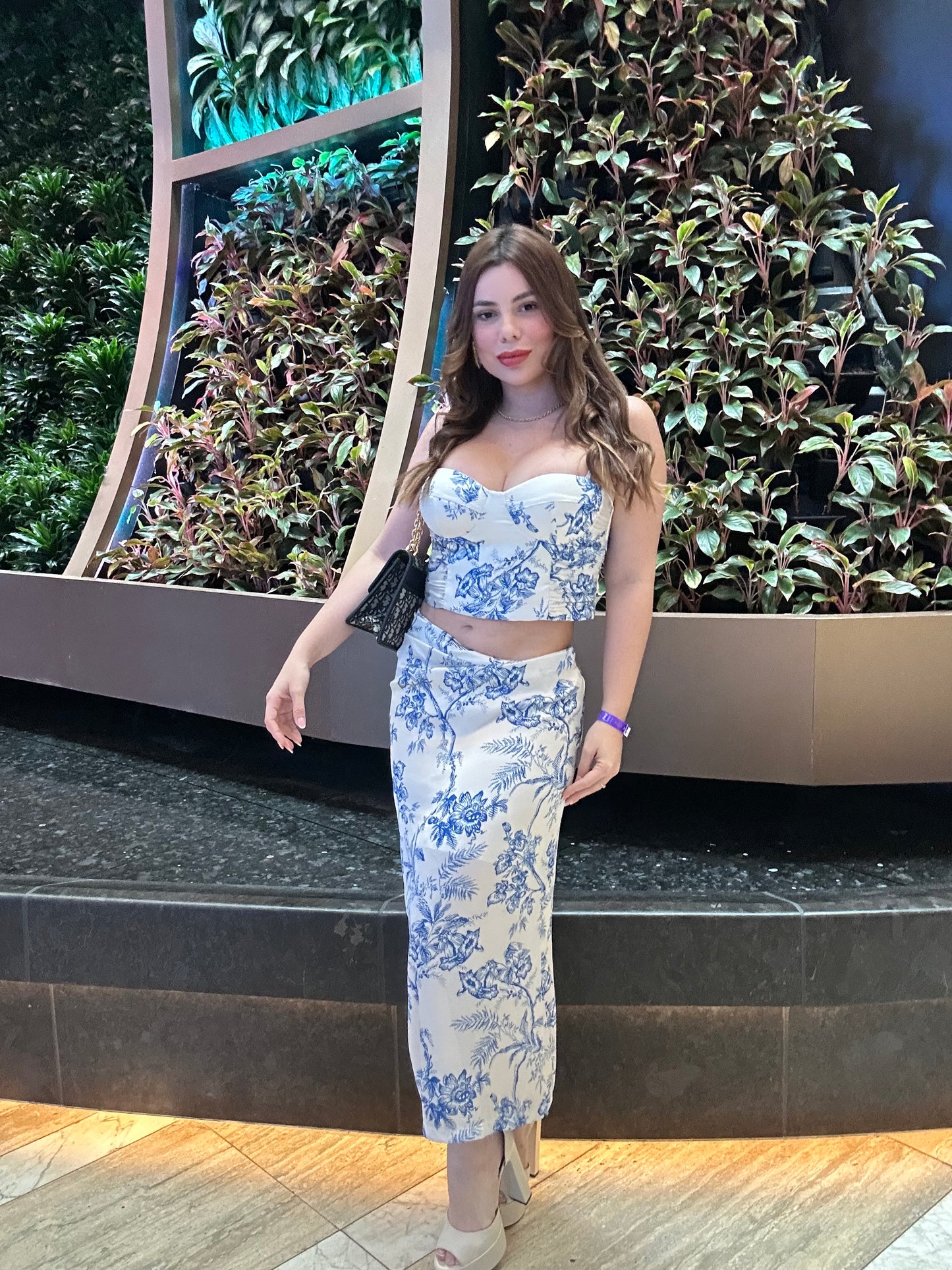 Flor azul skirt set