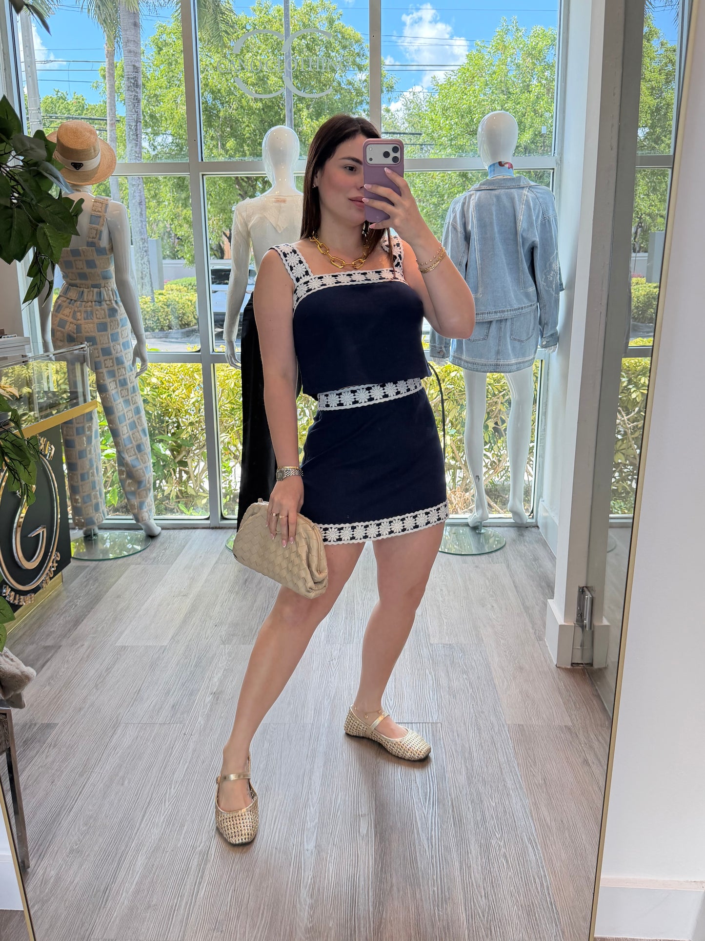 Navy skirt set