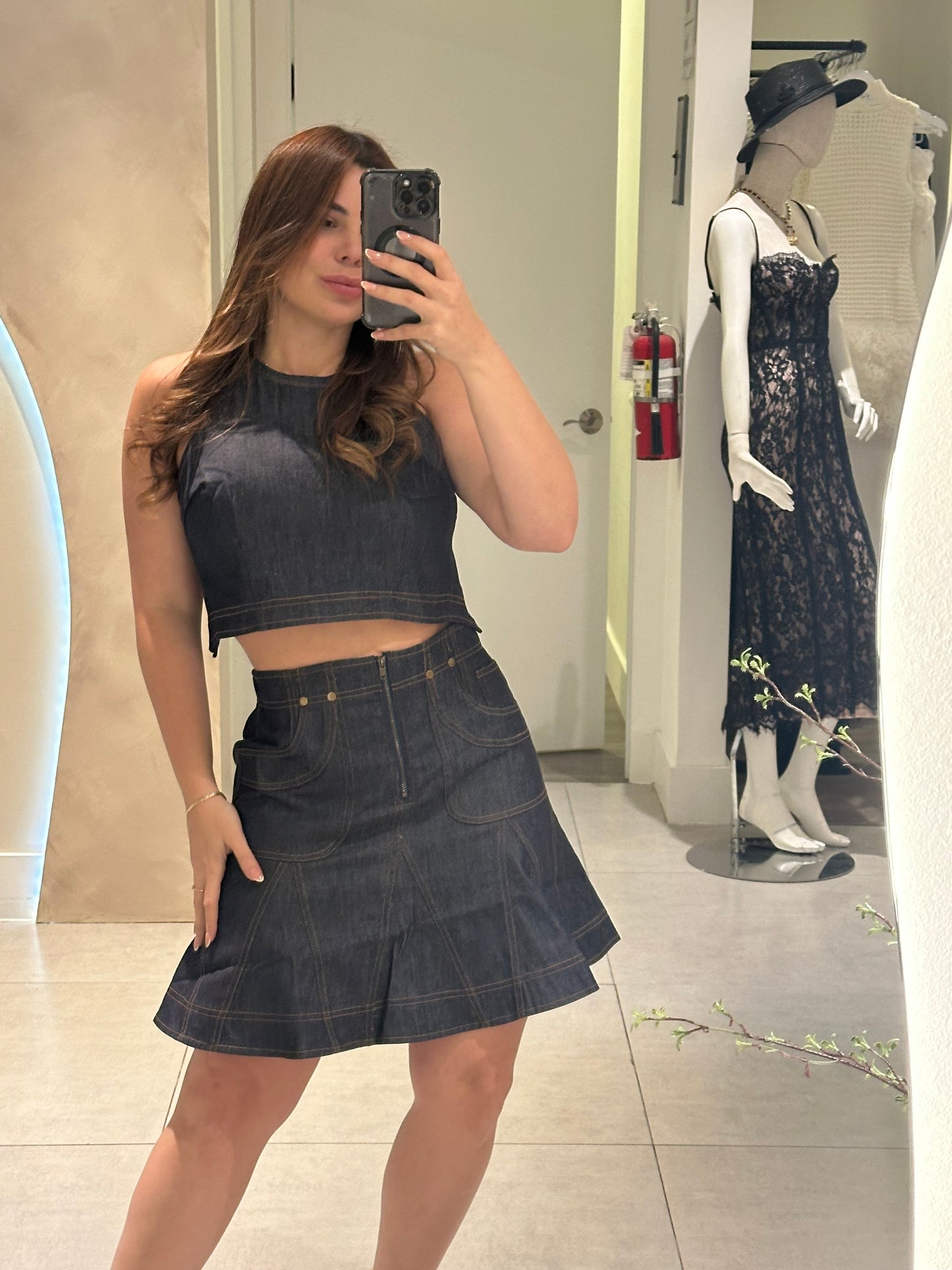 Skirt denim set