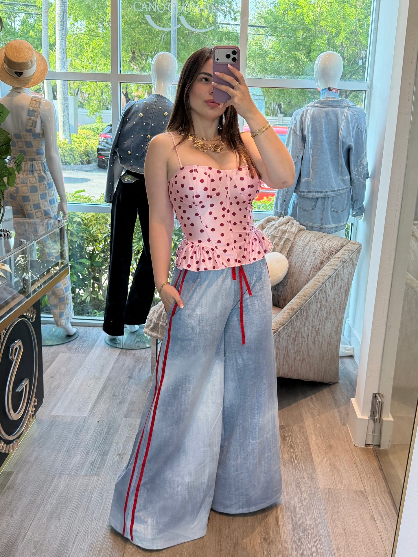 Polka red top