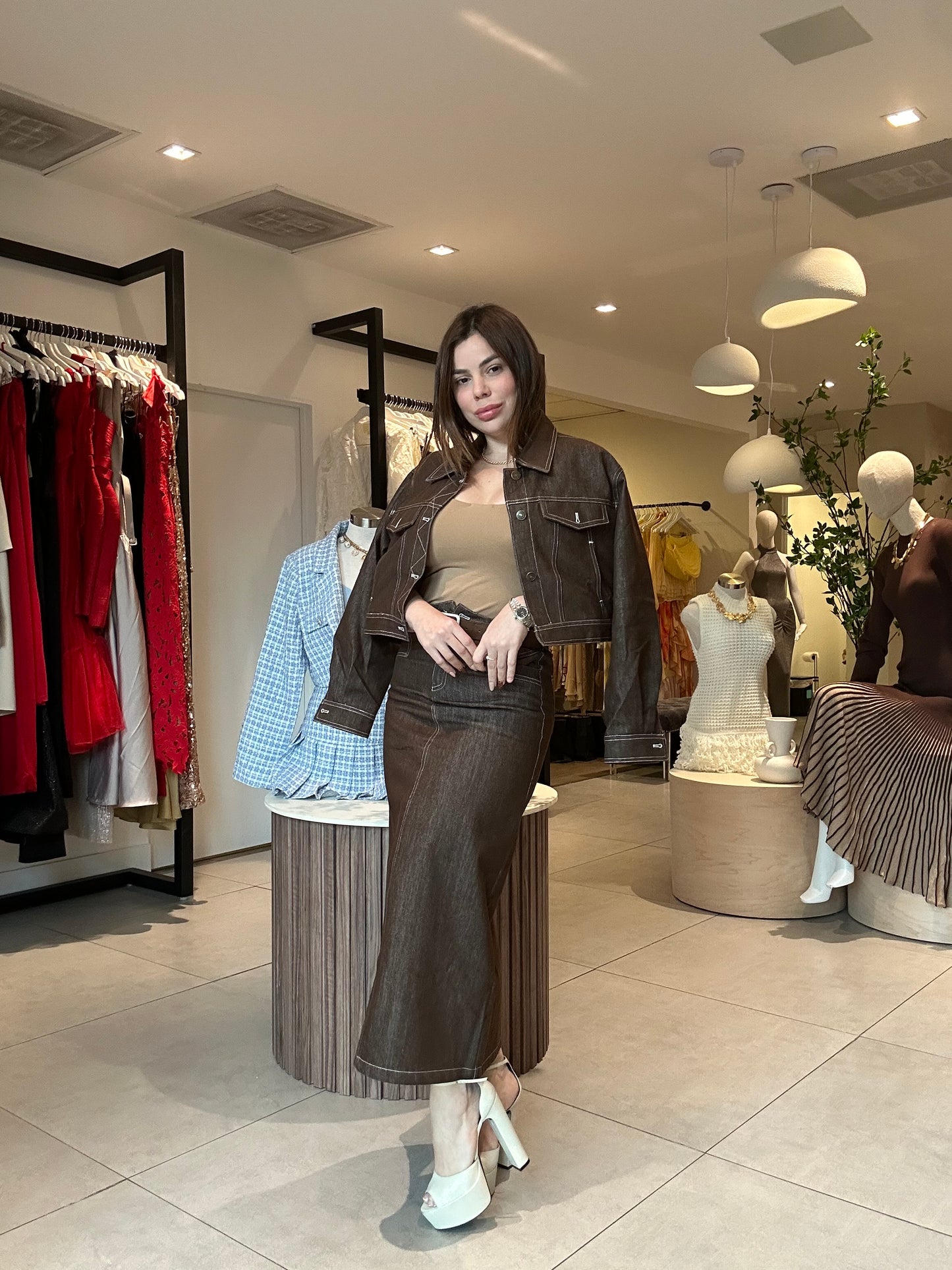 Chocolate maxi skirt set