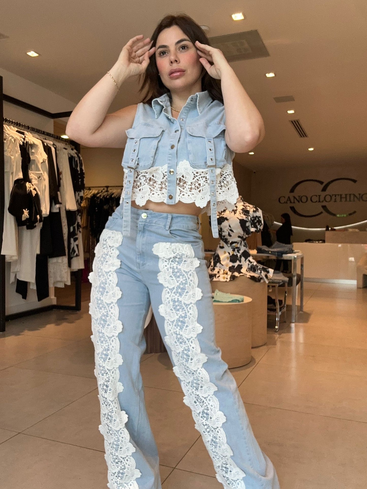 Floral denim set