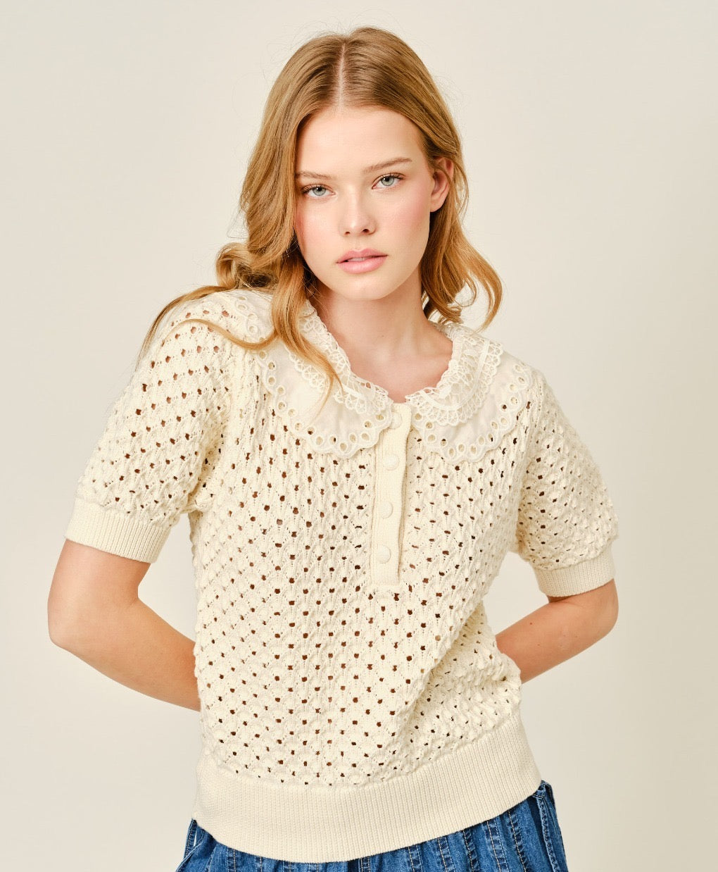 Crochet beige shirt