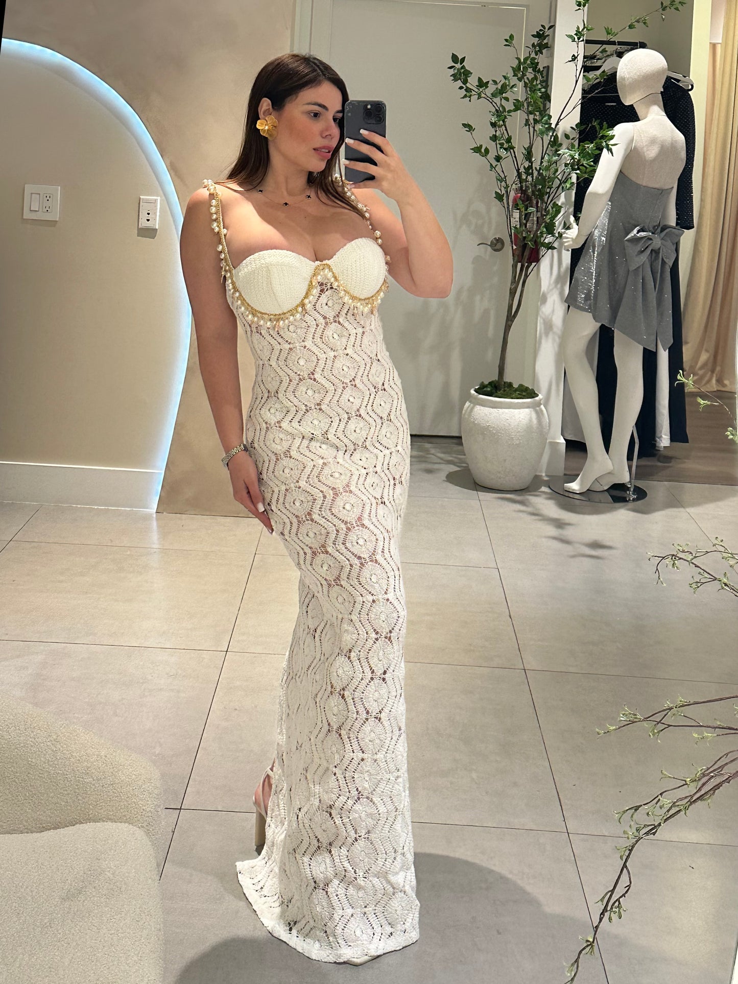 Mermaid White maxi dress