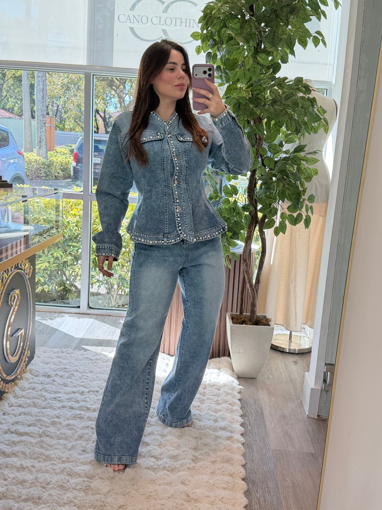 Brianne denim strech set