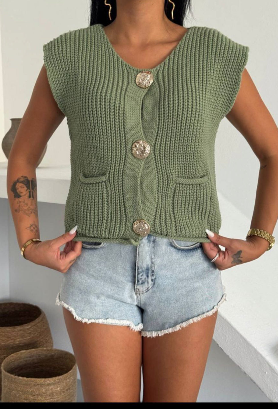 Green cardigan