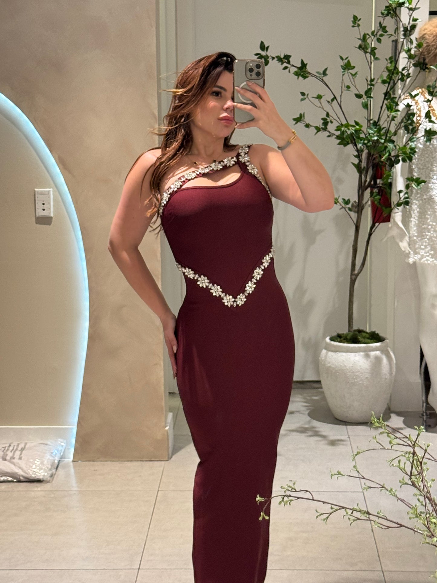 Bandage Burgundy Maxi dress