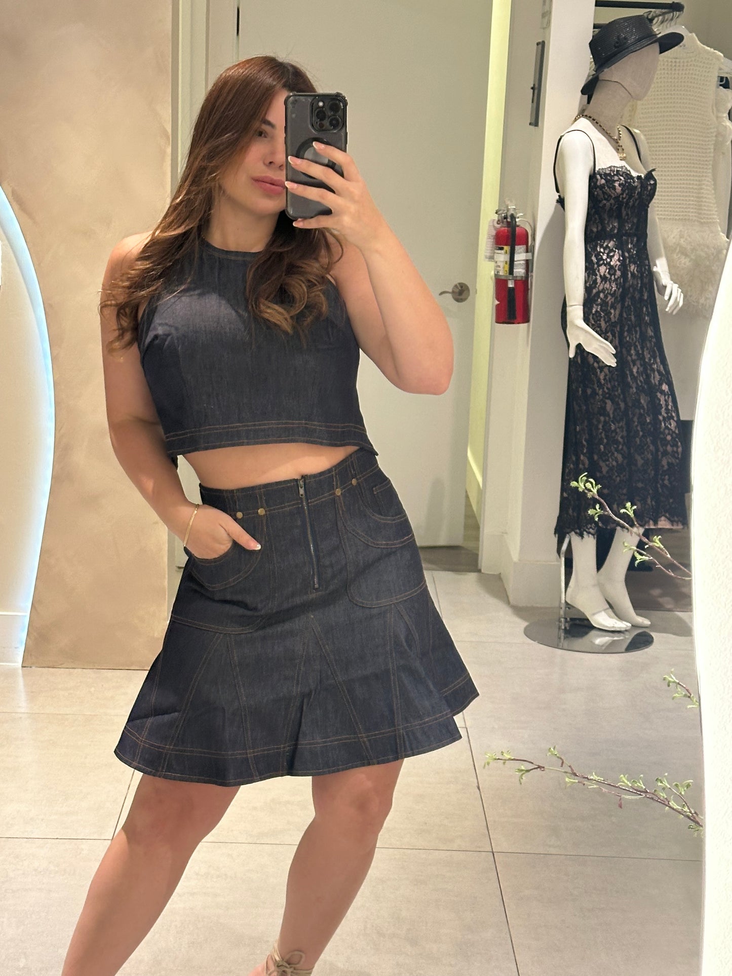 Skirt denim set