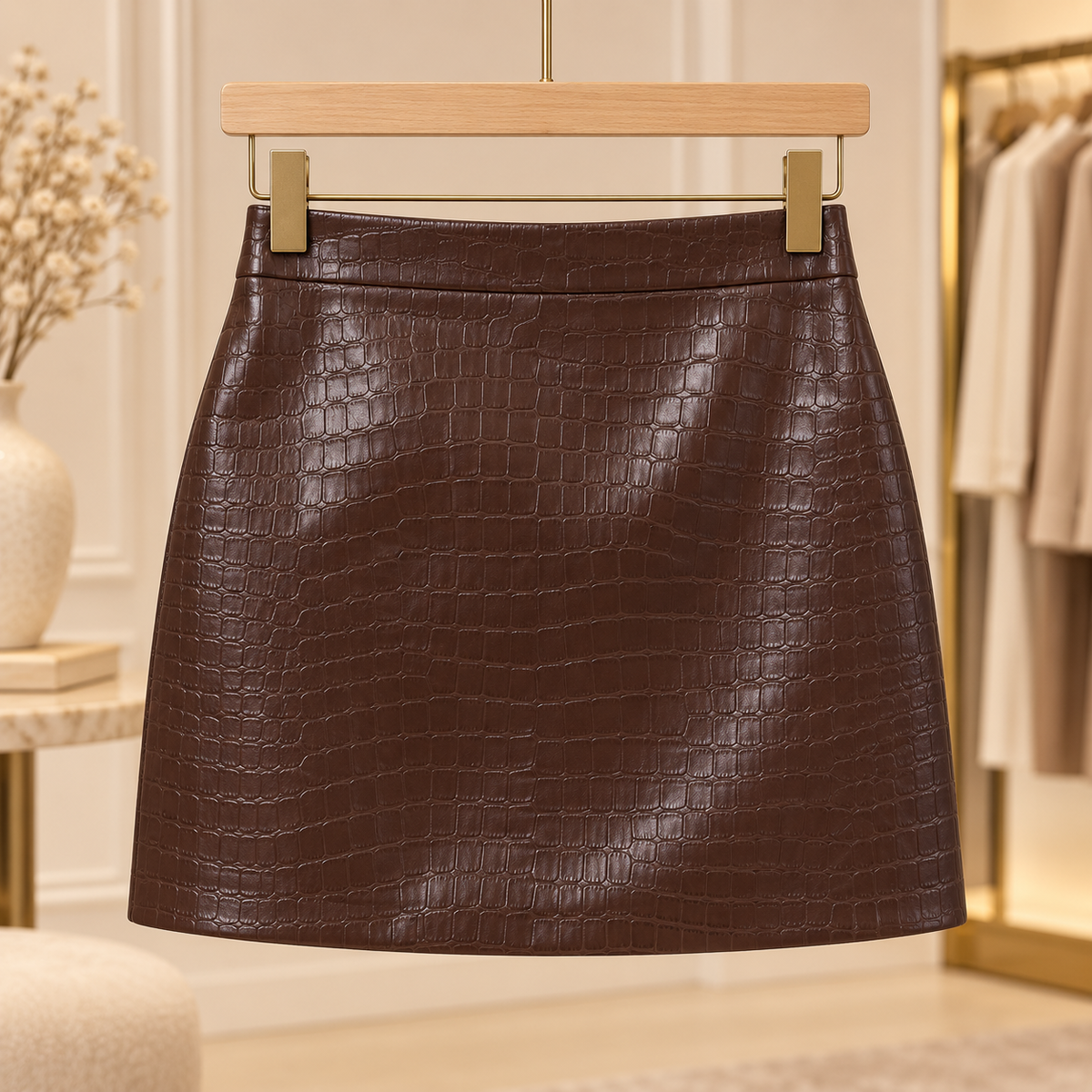 Mocha Croc Skirt