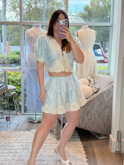 Lace seda skit set