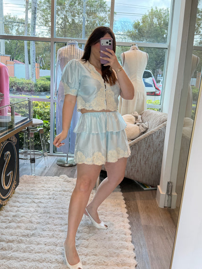 Lace seda skit set