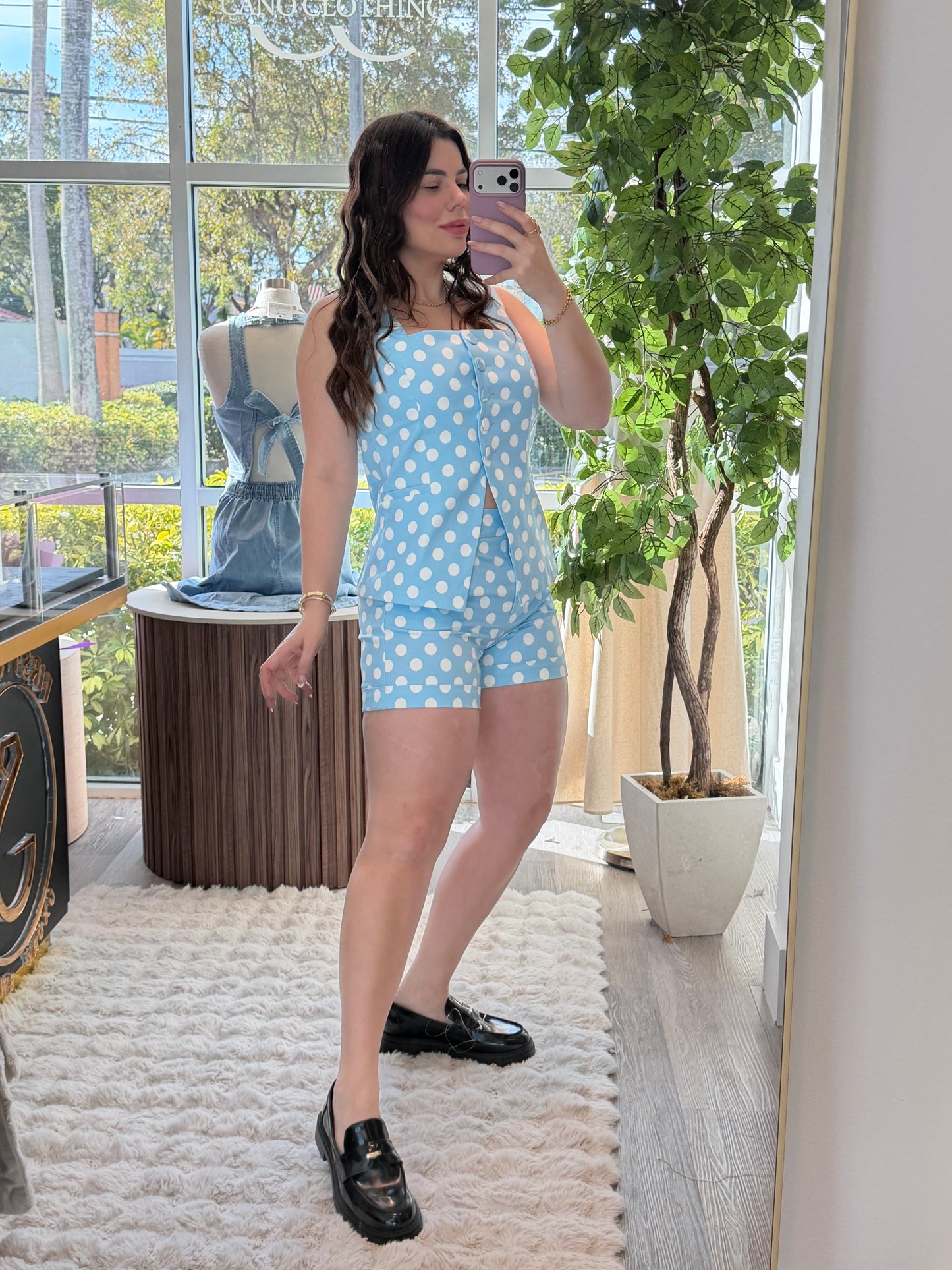 Polka dots short set