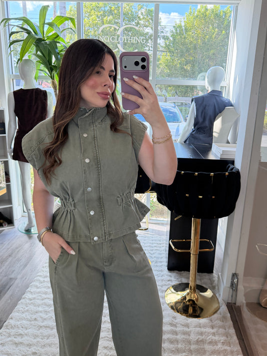 Denim oliva set
