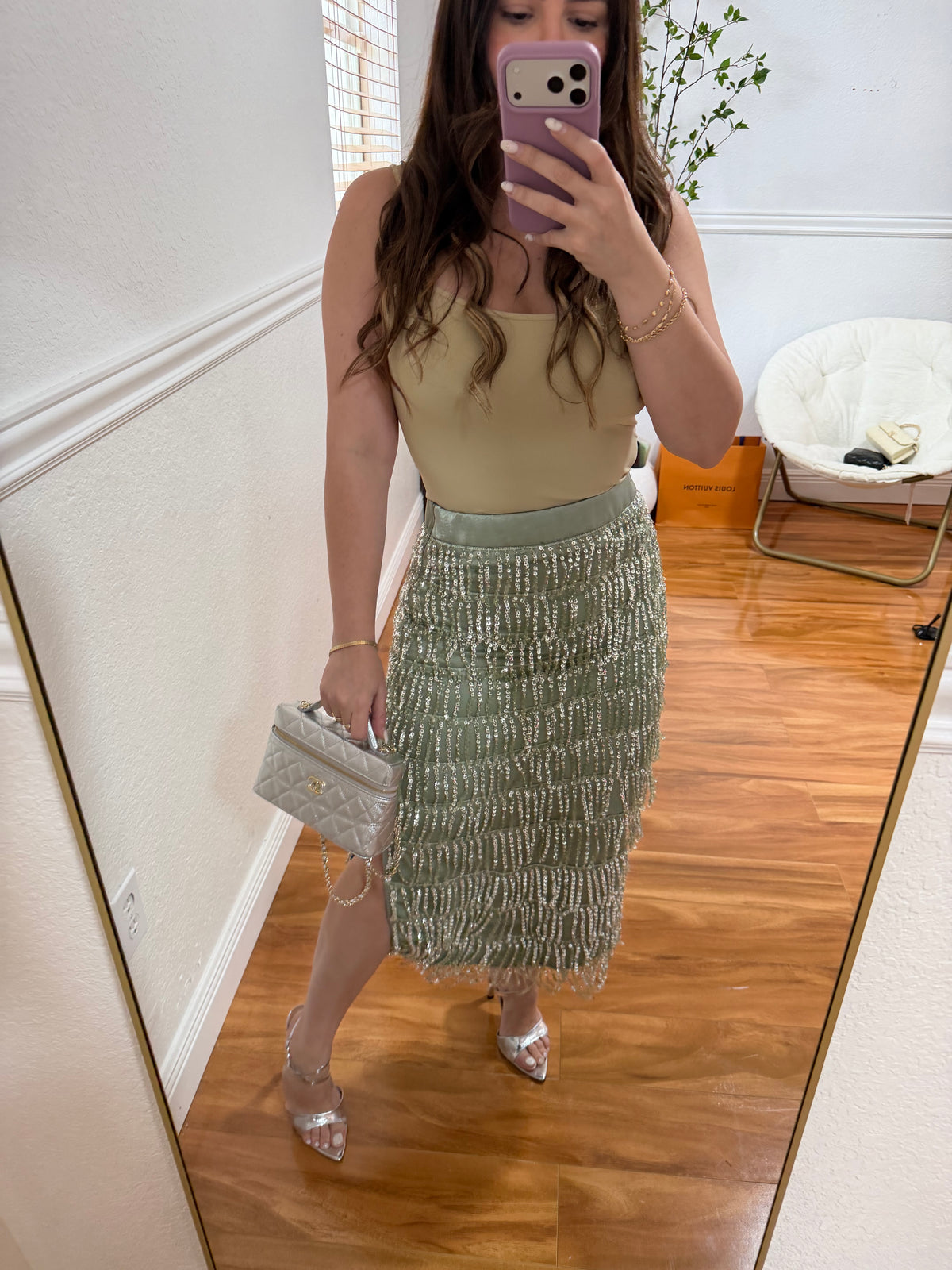 Sequin Cascade Midi Skirt