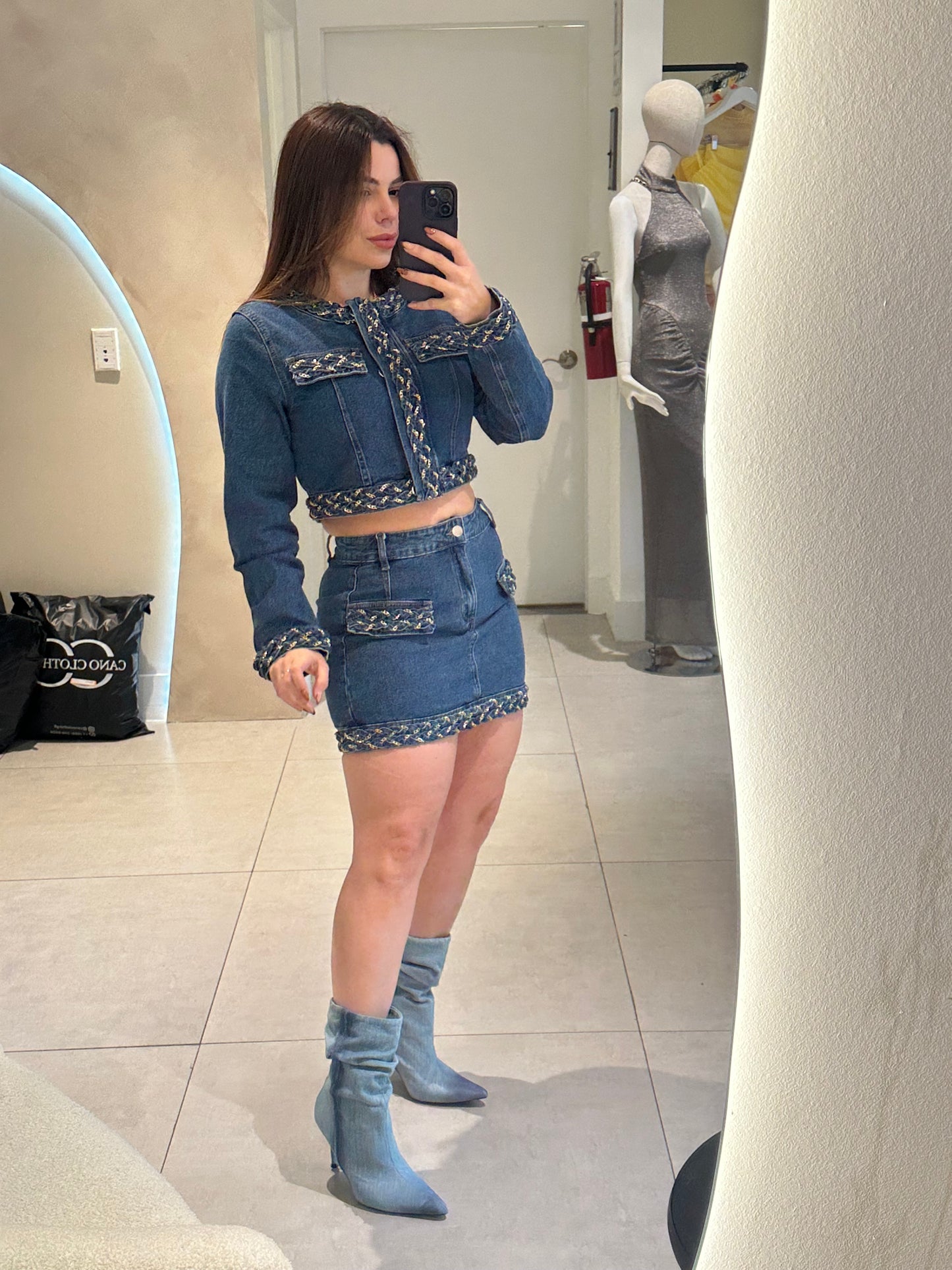 Denim skirt set