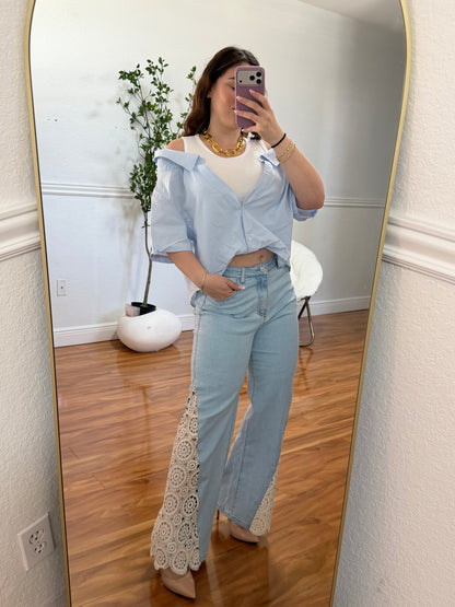 Embroidery stretchy jeans
