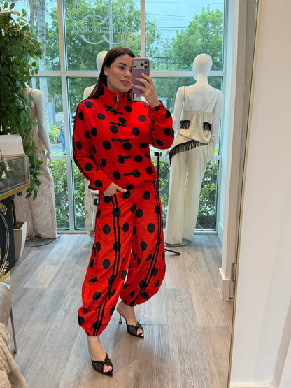 Red polka set