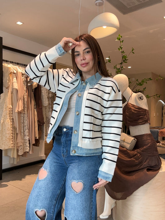 Denim line cardigan