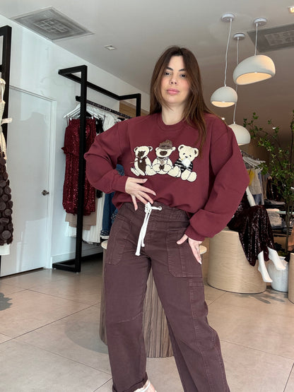 3 Beer sweter burgundy