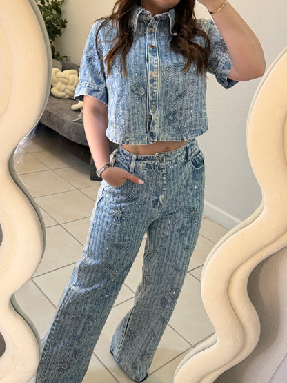 Denim shyne set