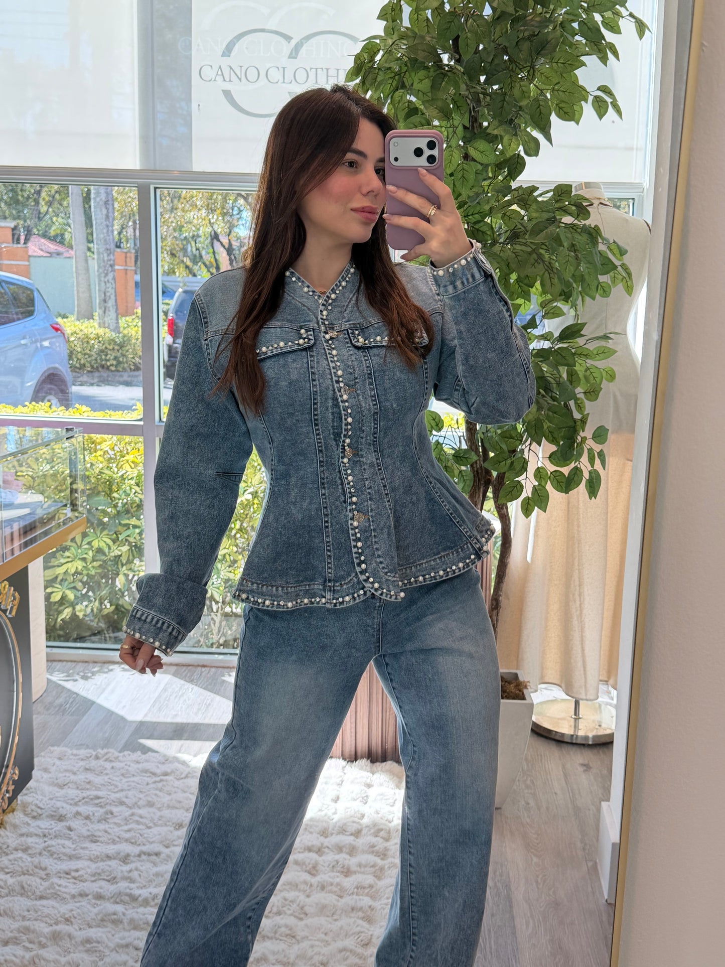 Brianne denim strech set