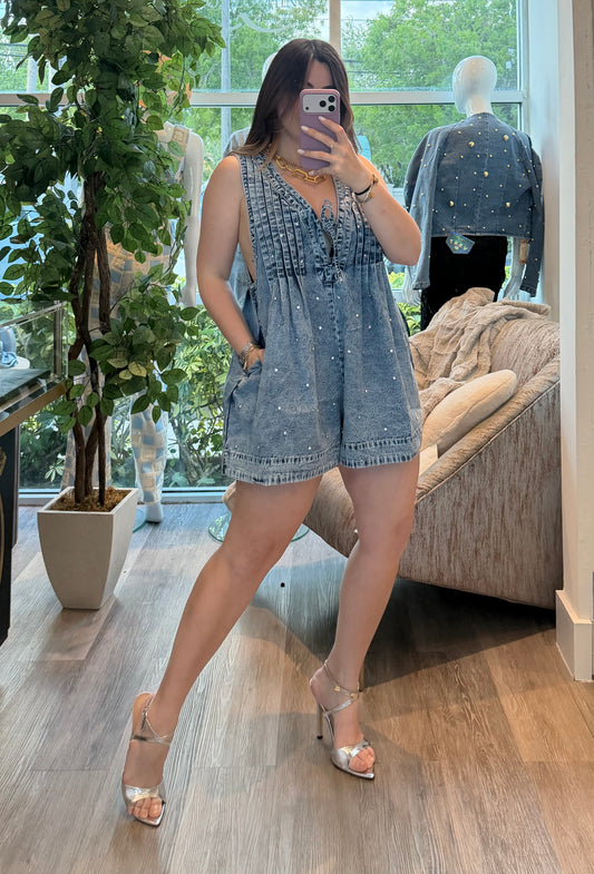 Crystal Denim romper