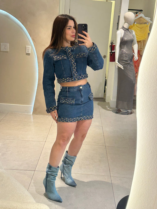 Denim skirt set