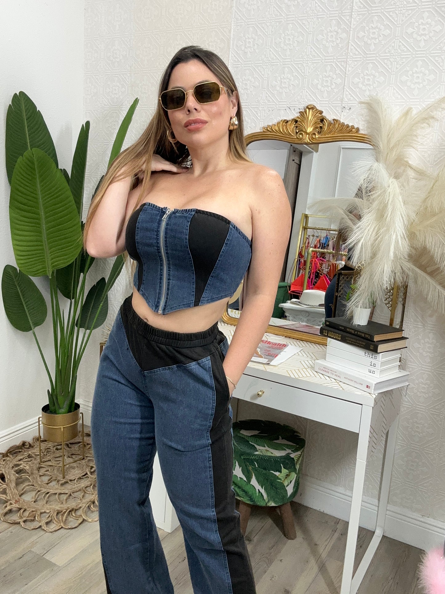 Ximena set Denim and black