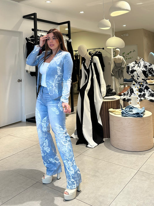 Butterfly sky blazer set