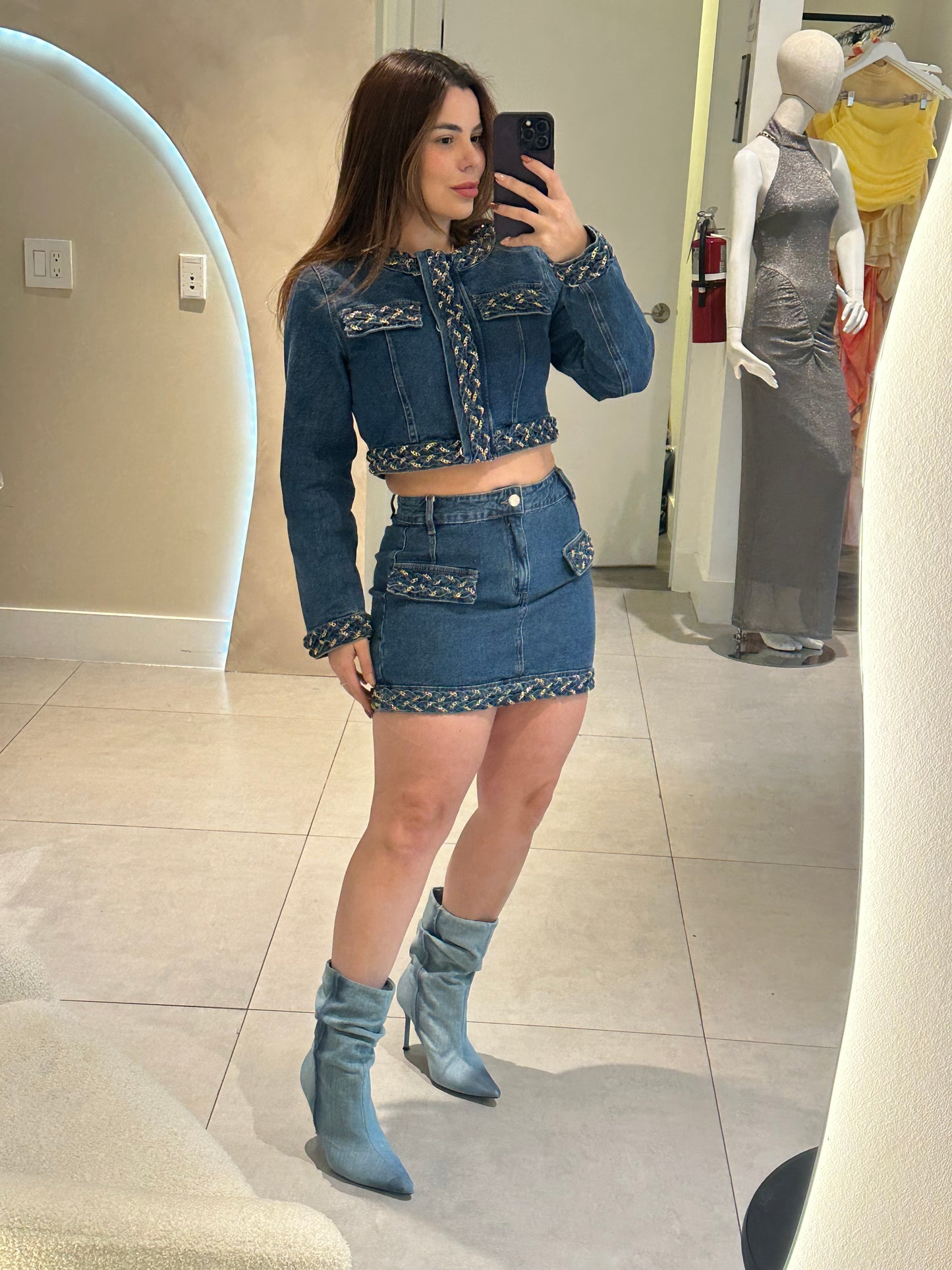 Denim skirt set