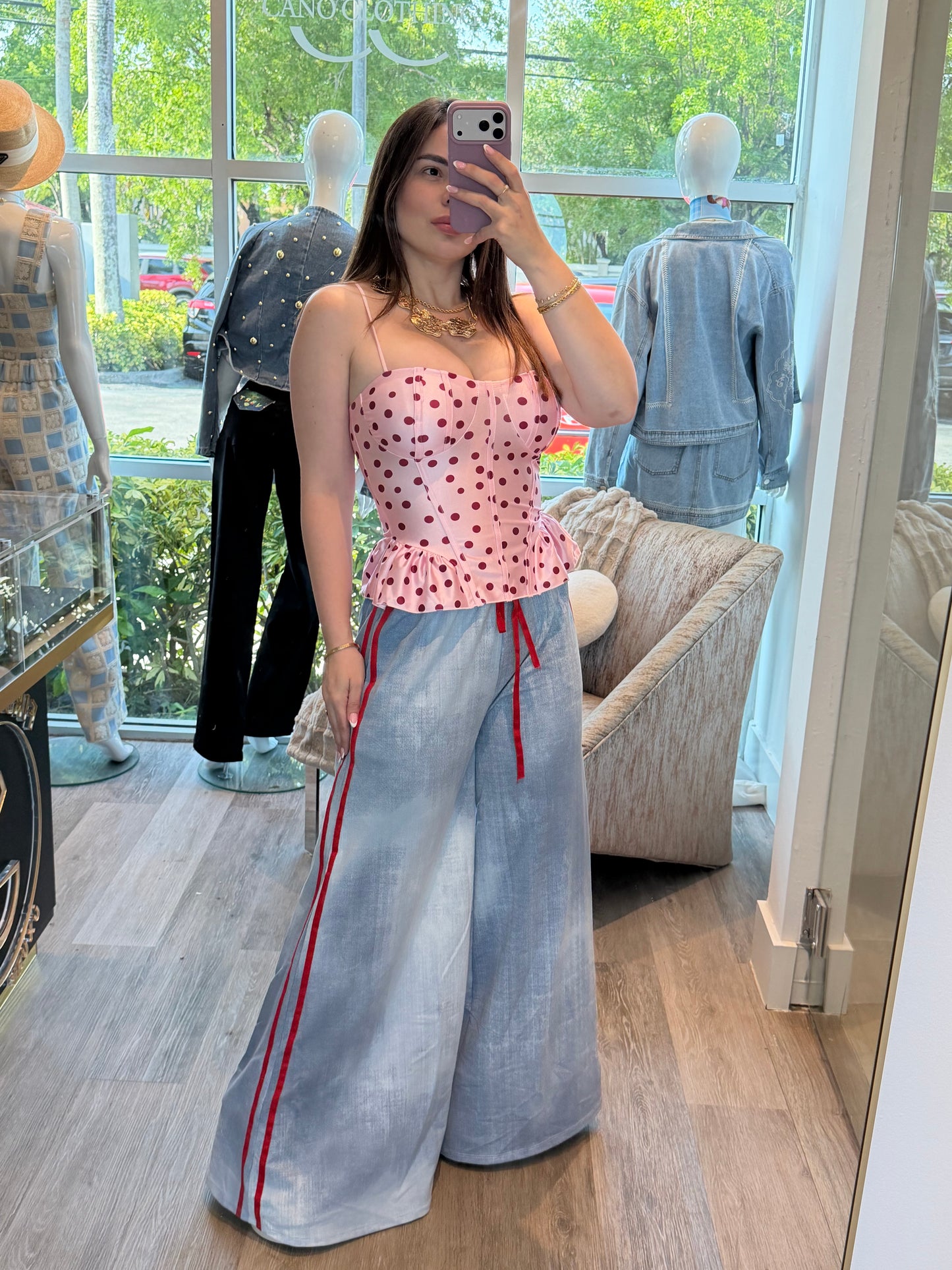 Polka red top