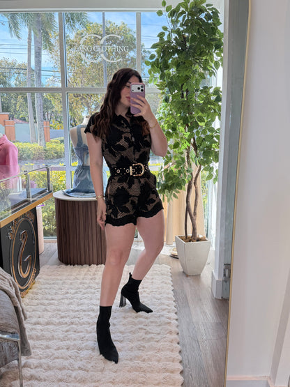 Embroider Black Romper- PRE ORDEN