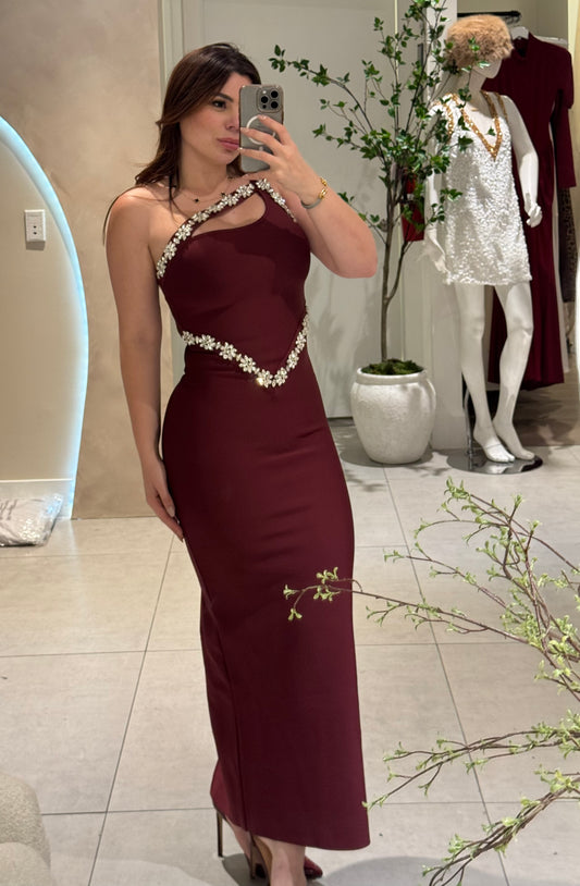 Bandage Burgundy Maxi dress