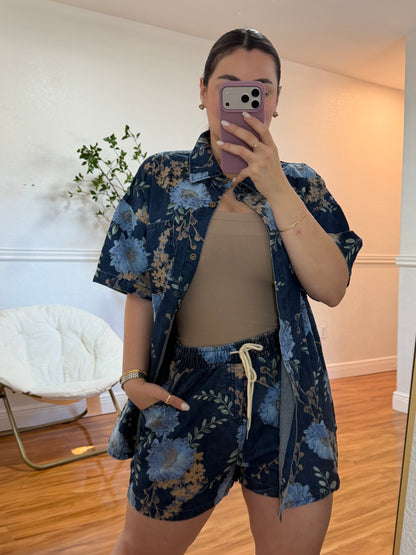 Floreado short denim set
