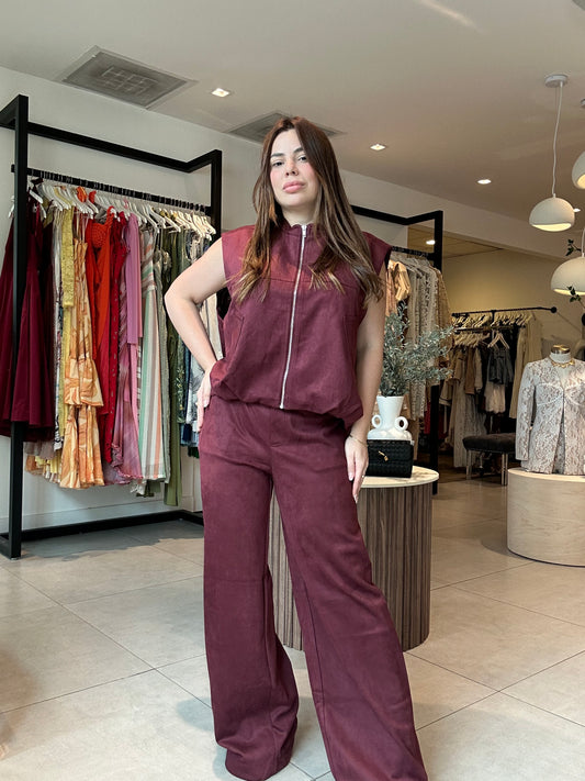 Velvet burgundy set