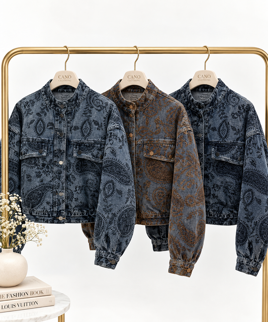 Paisley Embossed Denim Jacket