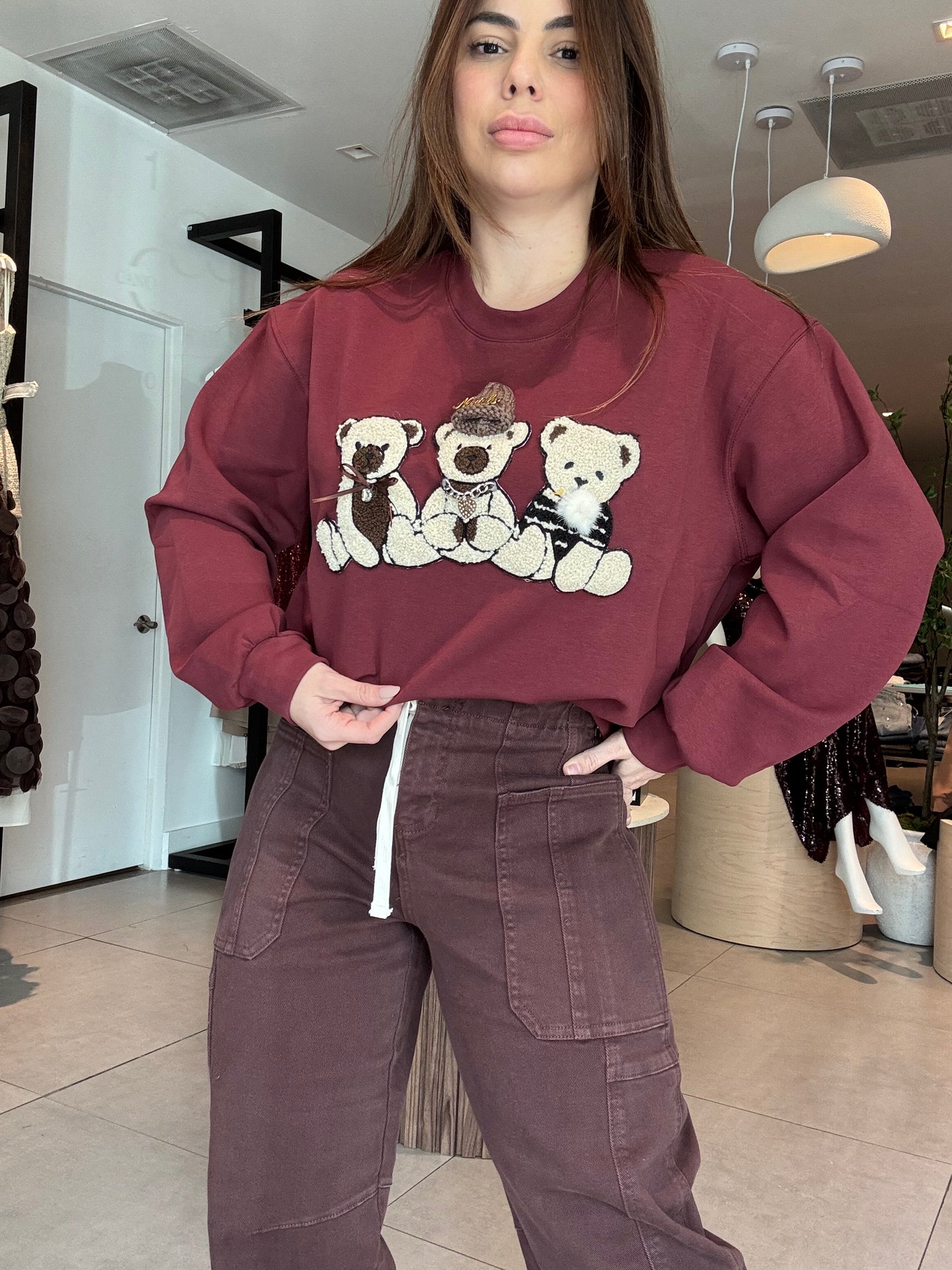 3 Beer sweter burgundy