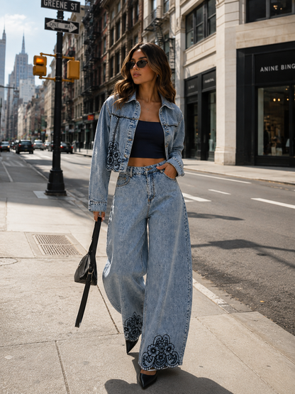 Embroidery navy set