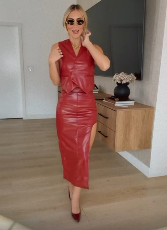 Melanie Buegundy leather Set