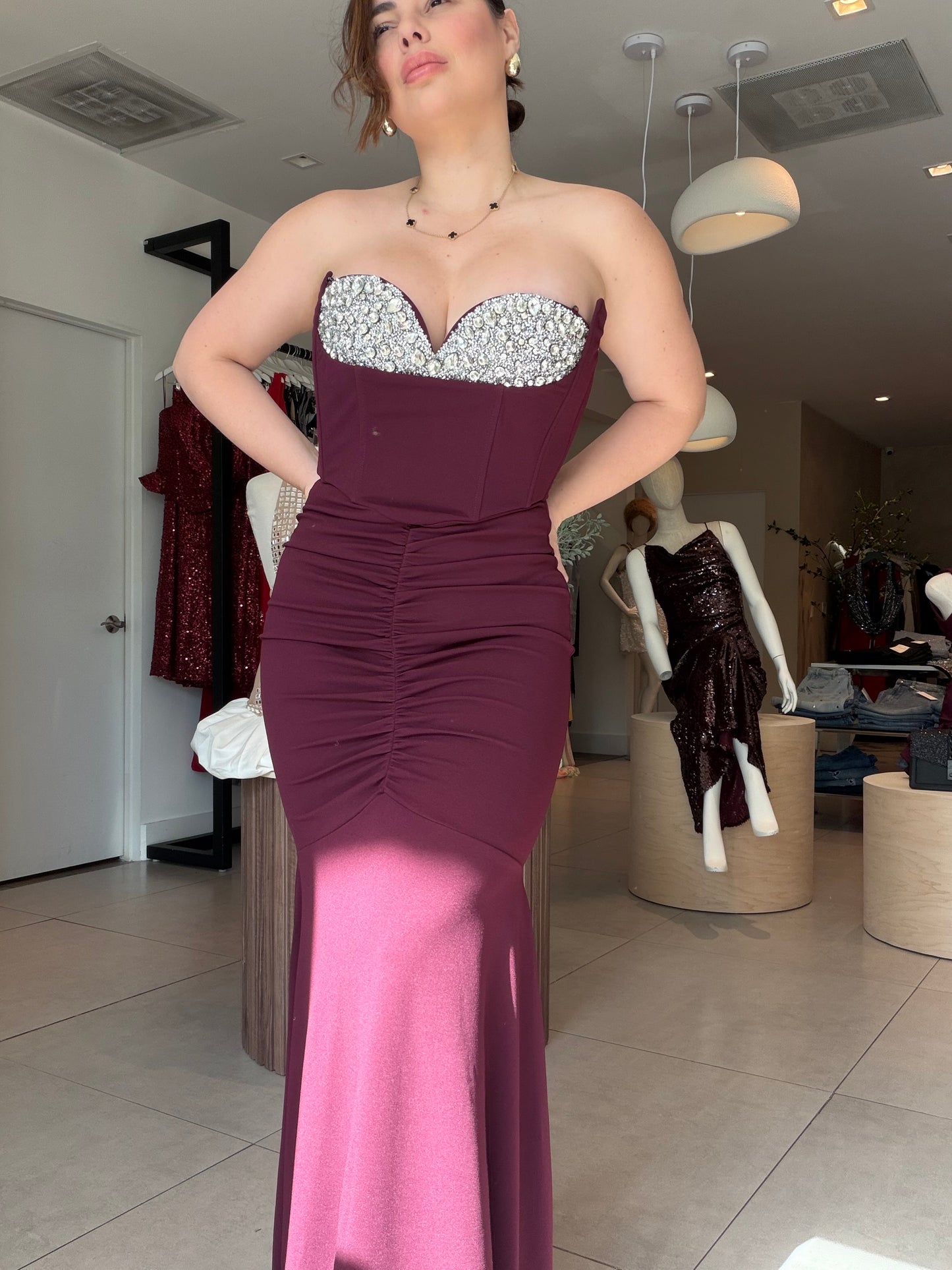 Burgundy shine dress