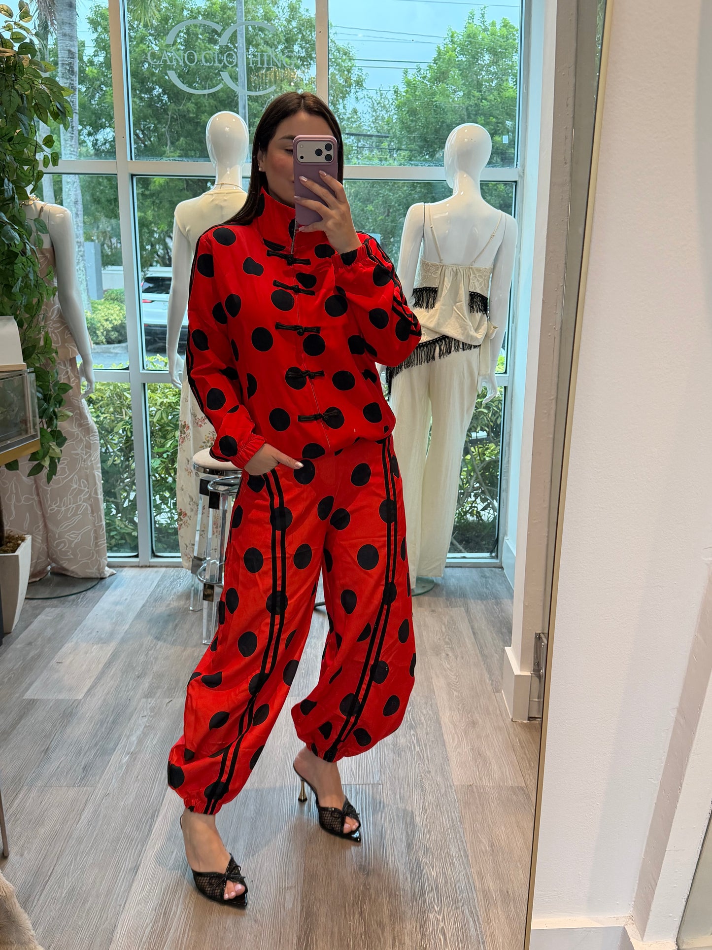 Red polka set