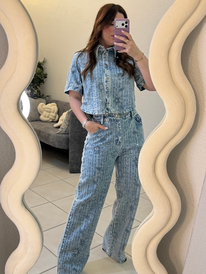 Denim shyne set