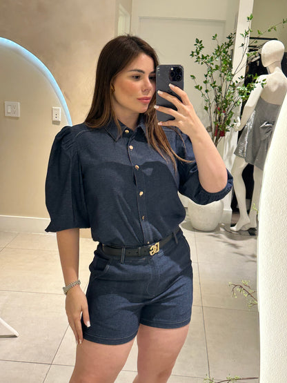 Denim short set