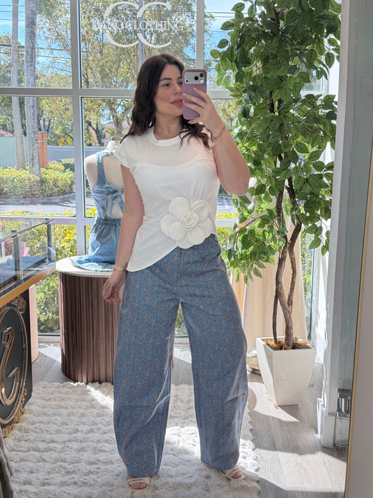 Floral Barrel Jeans