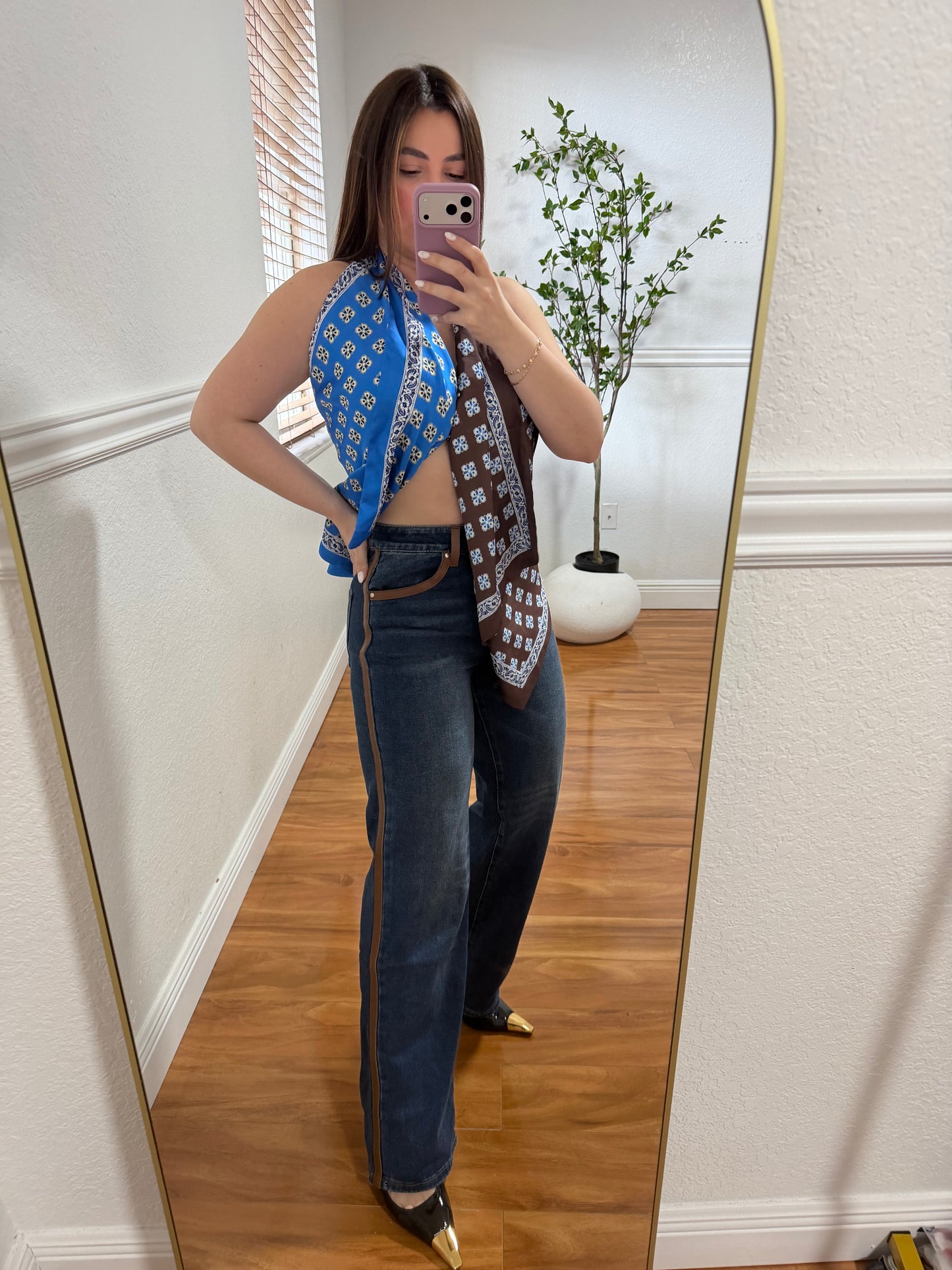 Jeans strech brown lather