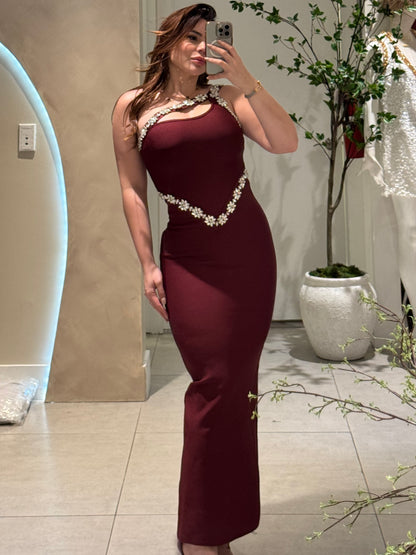 Bandage Burgundy Maxi dress