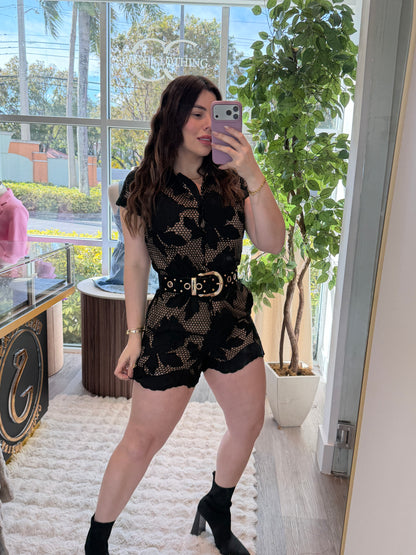 Embroider Black Romper- PRE ORDEN